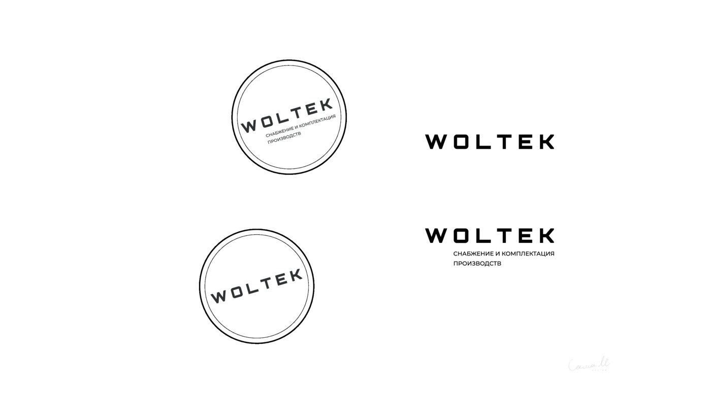 Компоновки знака WOLTEK: круглая печать и горизонтальные блоки